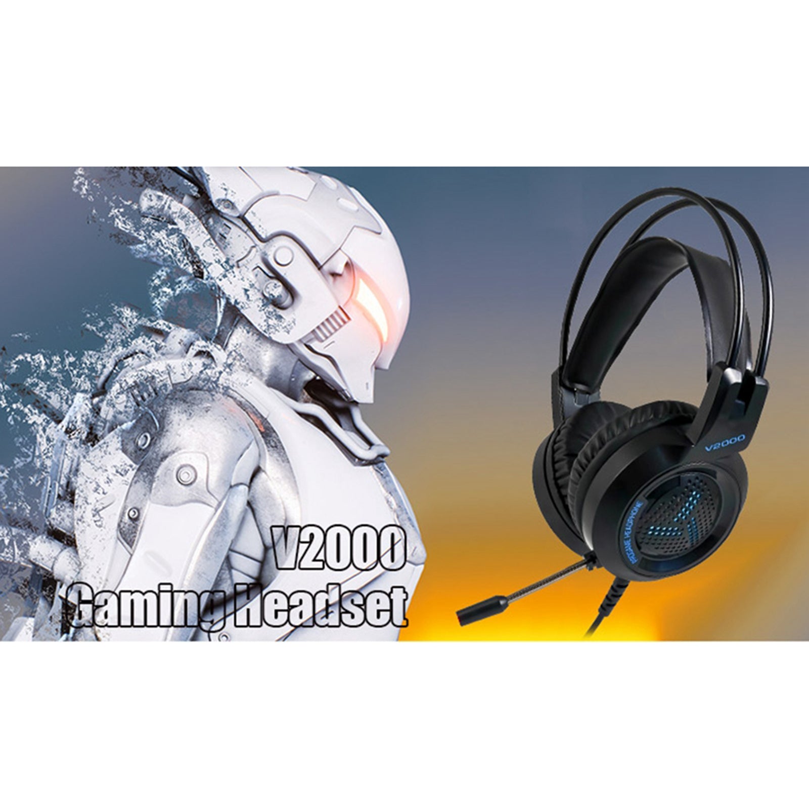 LED Colorful Over Ear Gaming Headset Earpiece for Gamer Black with USB