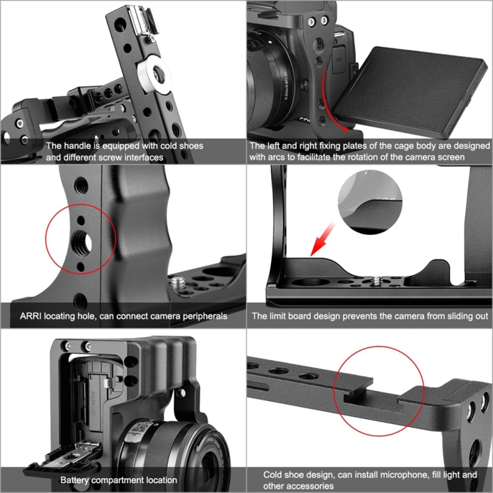 PULUZ PU3051B Vlogging Camera Cage Steadicam Housing Kit For Canon EOS M50