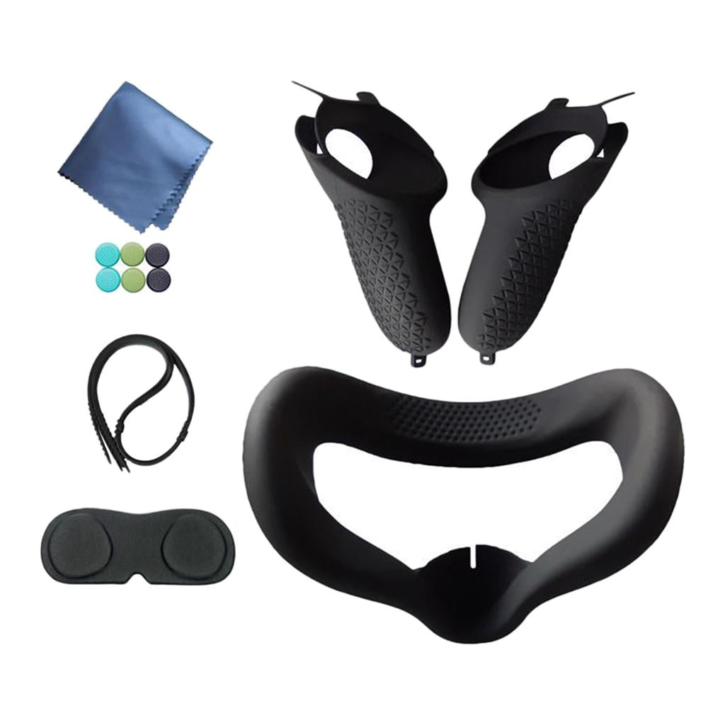 Soft VR Headset Face Pad Cover Set Easy to Apply for Oculus Quest 2 Black