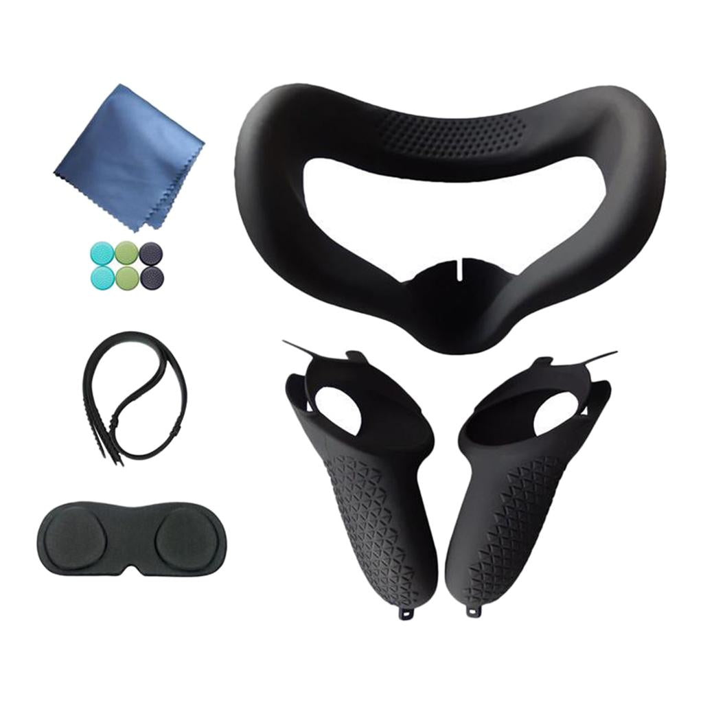 Soft VR Headset Face Pad Cover Set Easy to Apply for Oculus Quest 2 Black