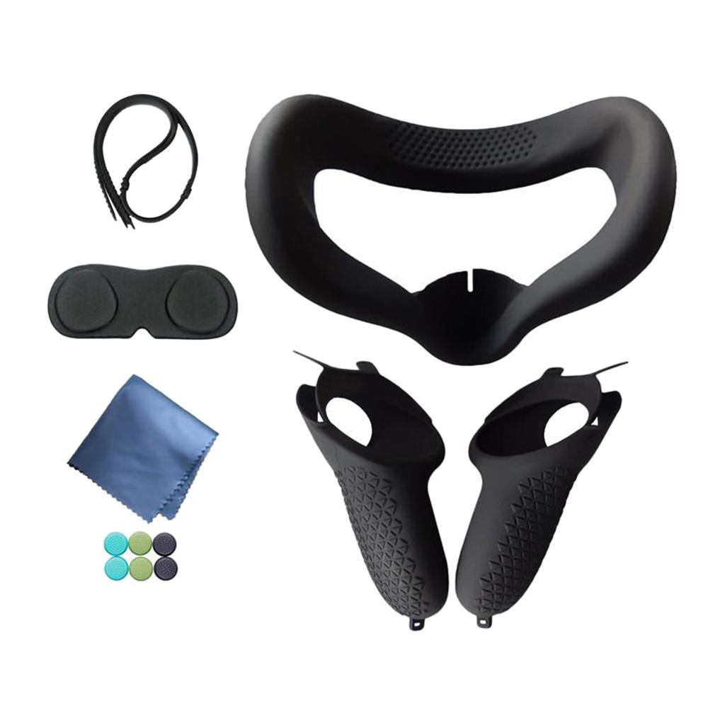 Soft VR Headset Face Pad Cover Set Easy to Apply for Oculus Quest 2 Black