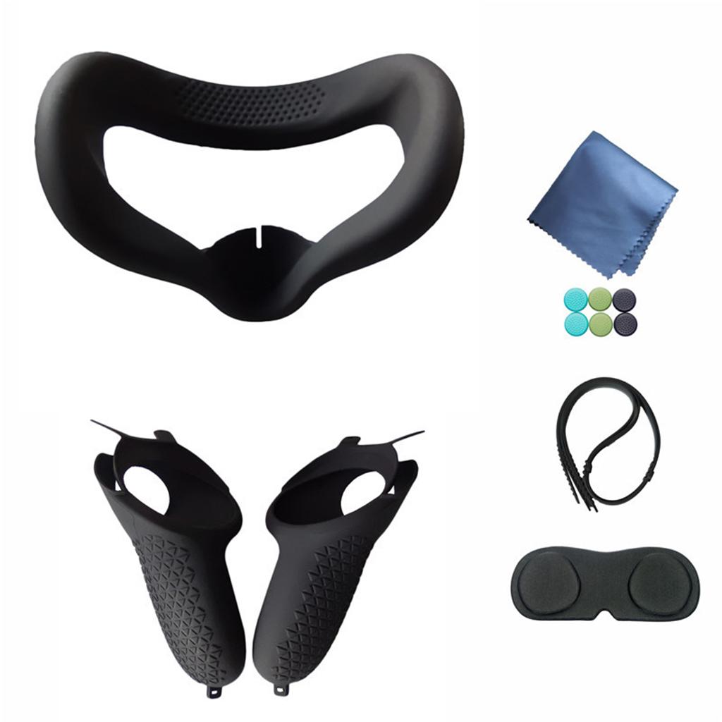 Soft VR Headset Face Pad Cover Set Easy to Apply for Oculus Quest 2 Black