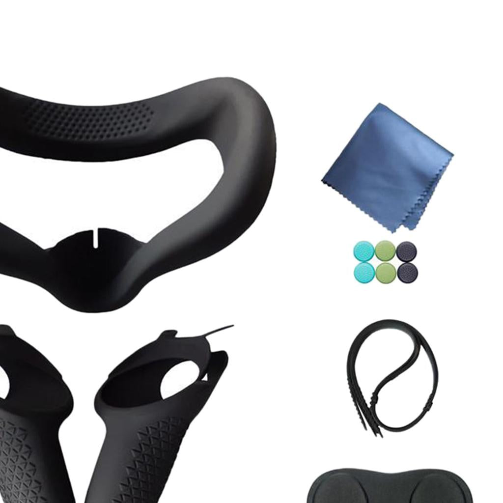 Soft VR Headset Face Pad Cover Set Easy to Apply for Oculus Quest 2 Black