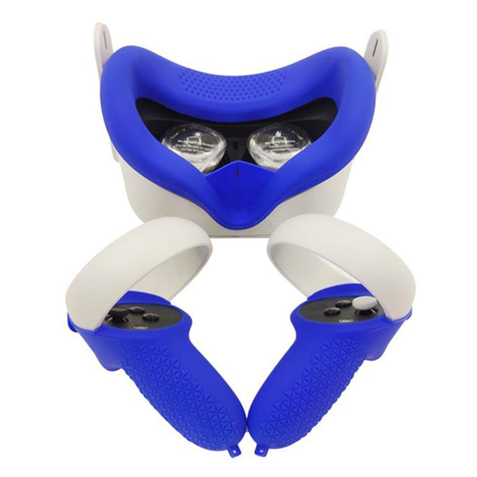 Silicone Eye Mask Cover Controller Grips For Oculus Quest 2 VR Headset Blue