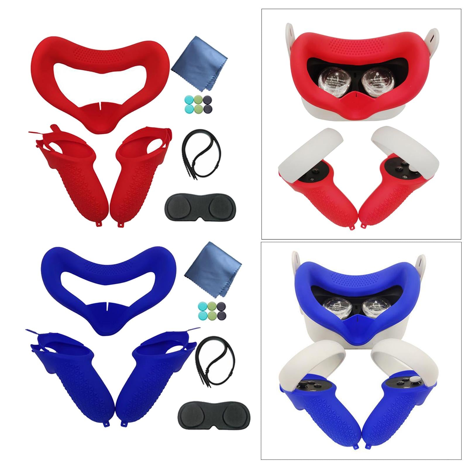 Silicone Eye Mask Cover Controller Grips For Oculus Quest 2 VR Headset Blue