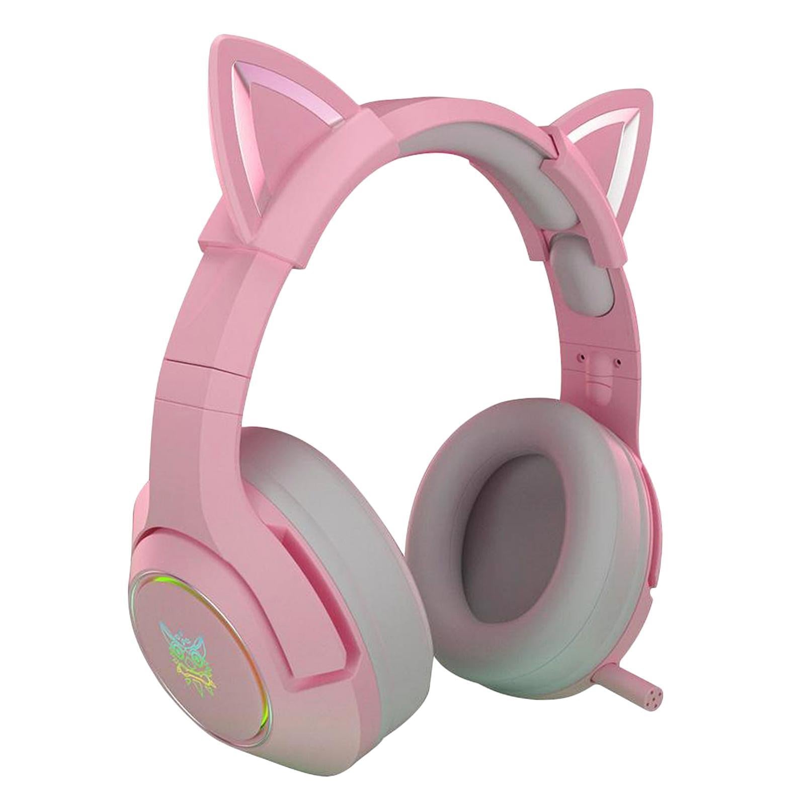 Kids Cat Ear Headsets Over the Ear Headphone EarBuds Microphone Mic New 3.5mm