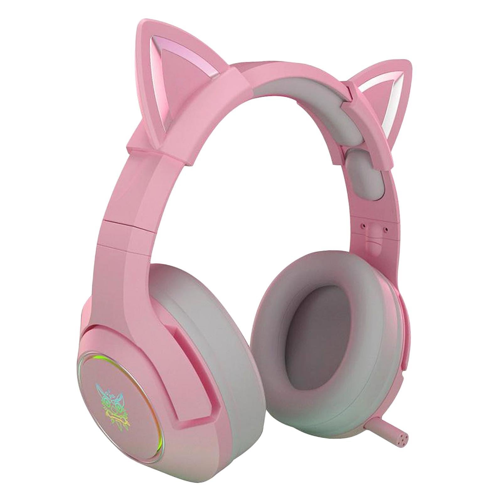 Kids Cat Ear Headsets Over the Ear Headphone EarBuds Microphone Mic New 3.5mm