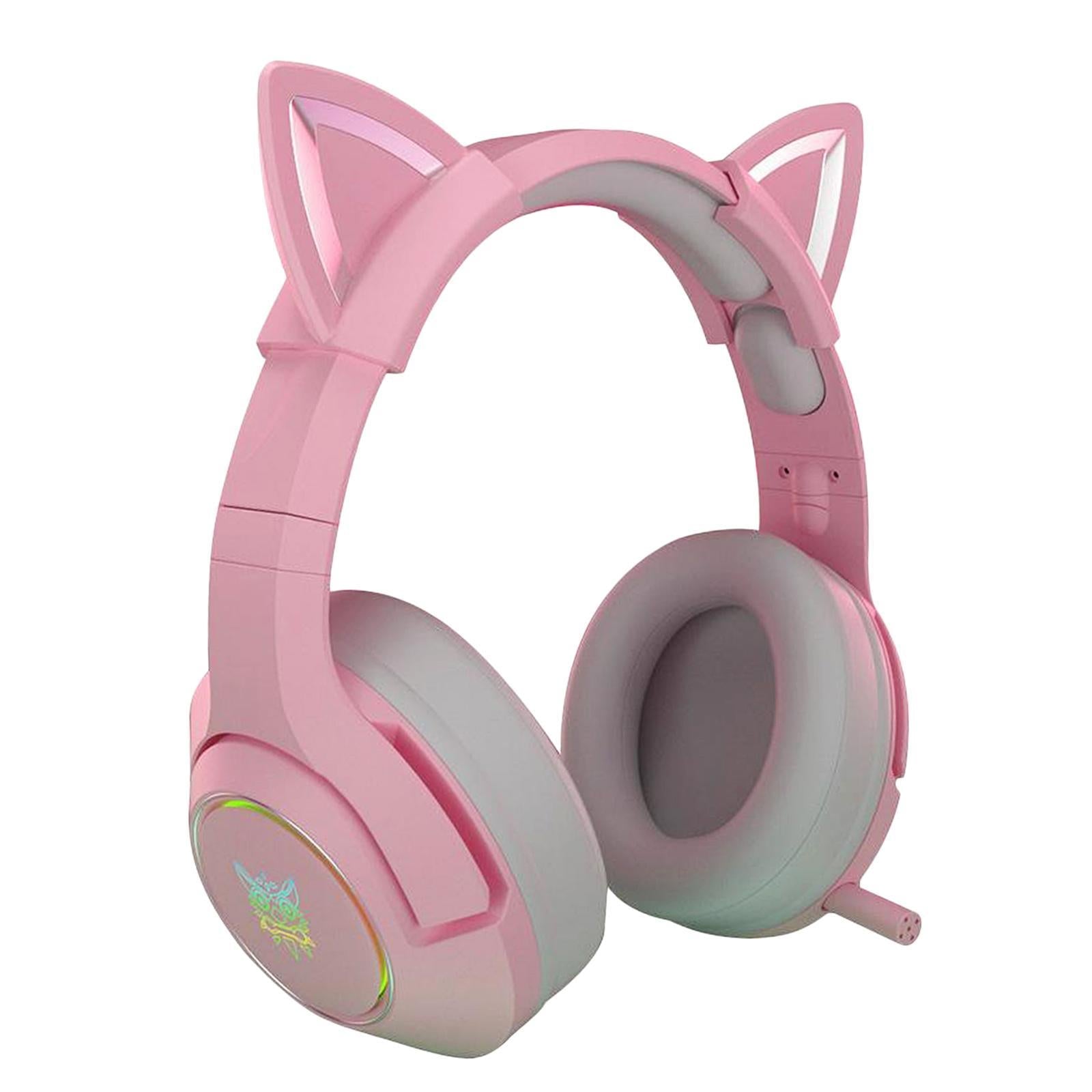 Kids Cat Ear Headsets Over the Ear Headphone EarBuds Microphone Mic New 3.5mm