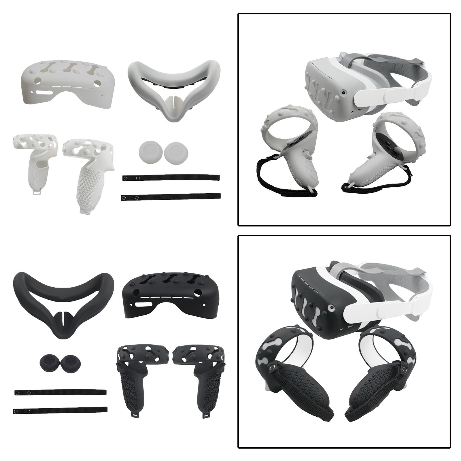 VR Face Cover Skin Set Bundle for Oculus Quest 2 Face Protect  black