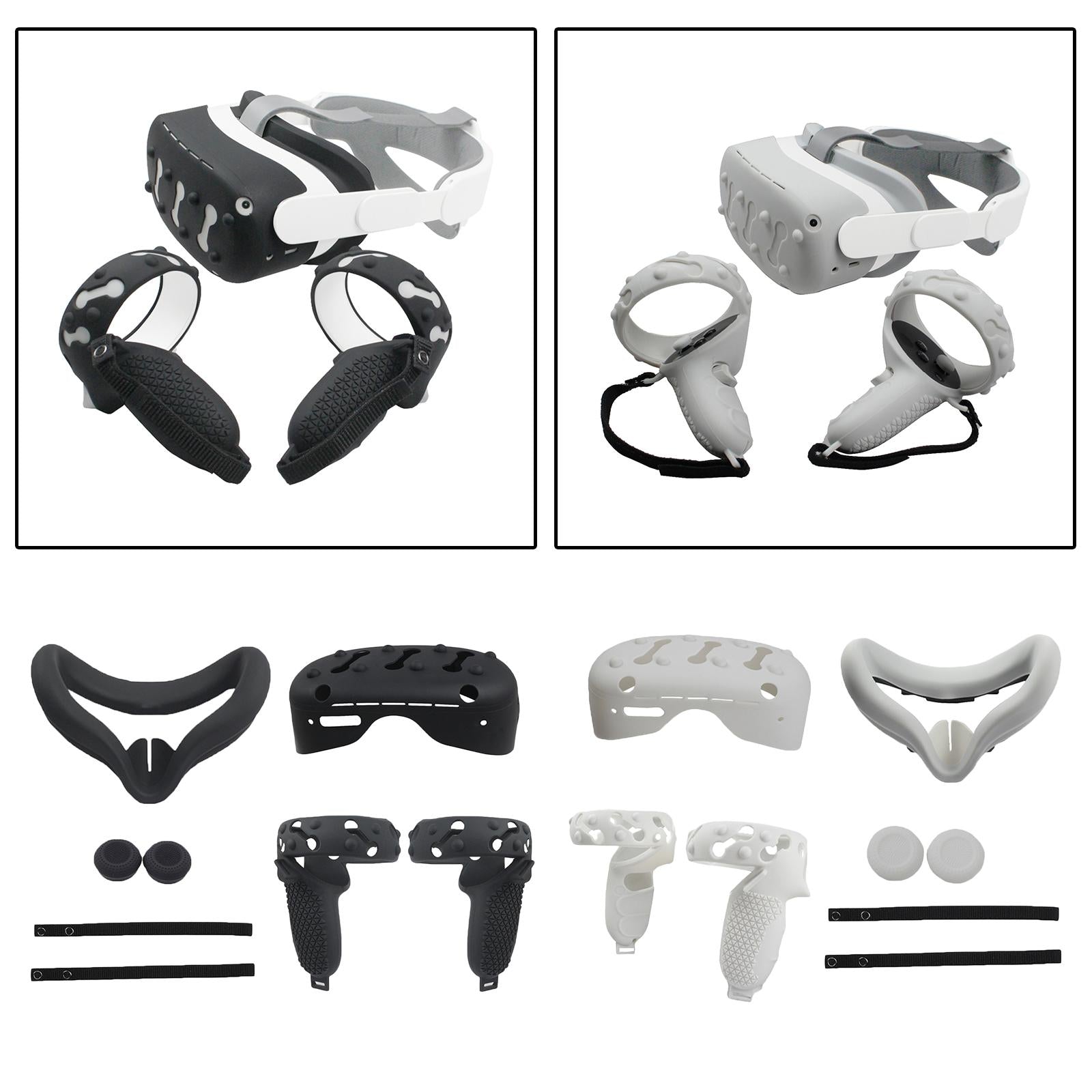 VR Face Cover Skin Set Bundle for Oculus Quest 2 Face Protect  black