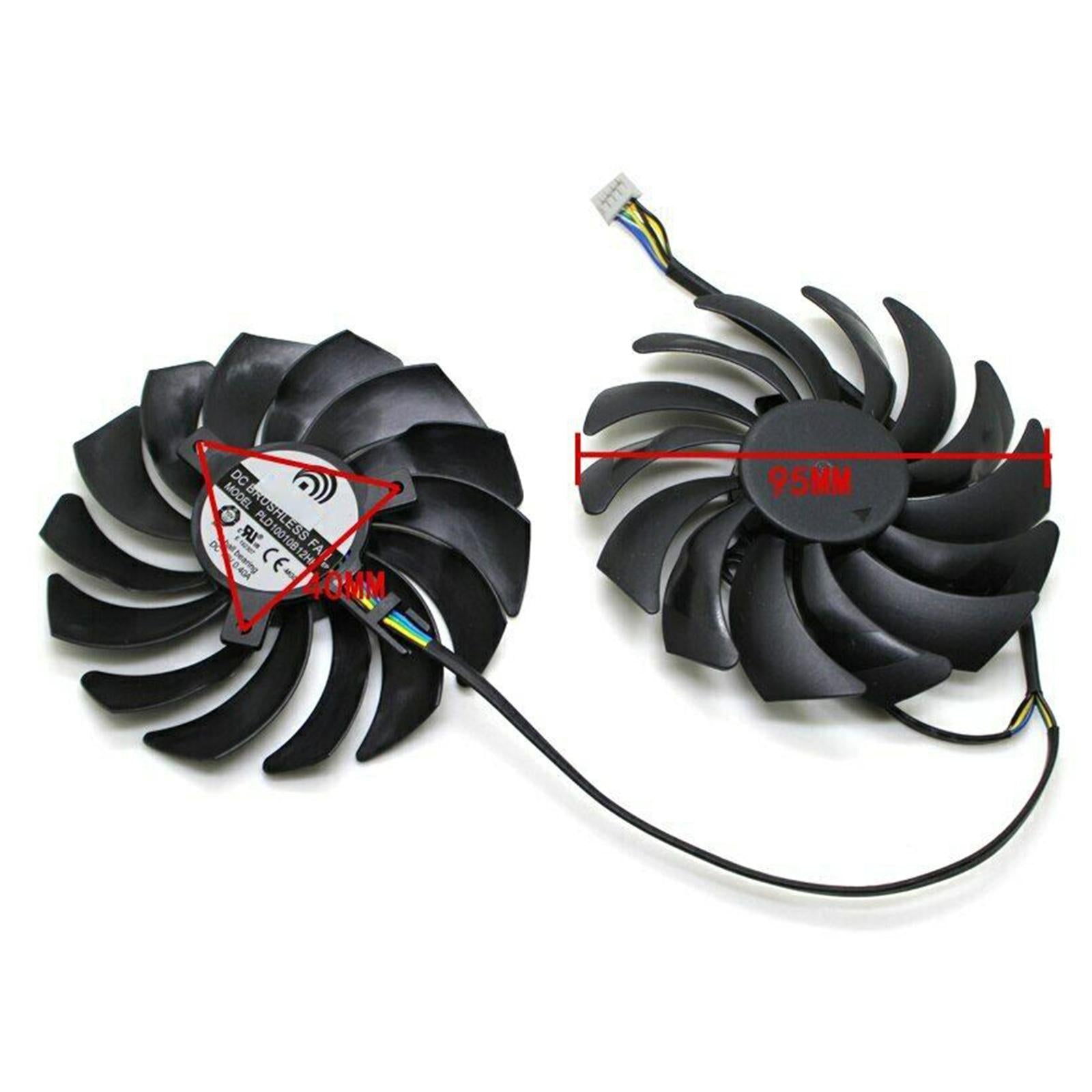 2 Packs Graphics Card Fan PLD10010B12HH 0.40A for MSI GTX1080Ti 1070 580