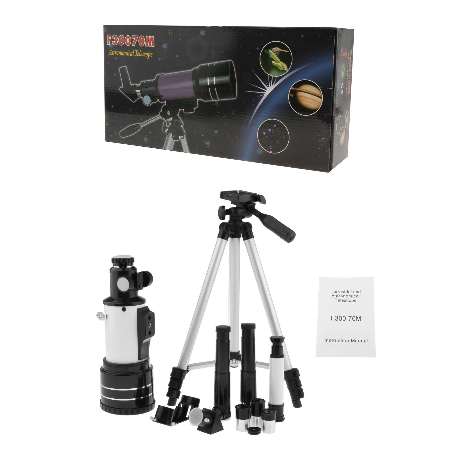 70mm Aperture Travel Scope Refractor Telescope Nebula map for Kids Beginners Type A