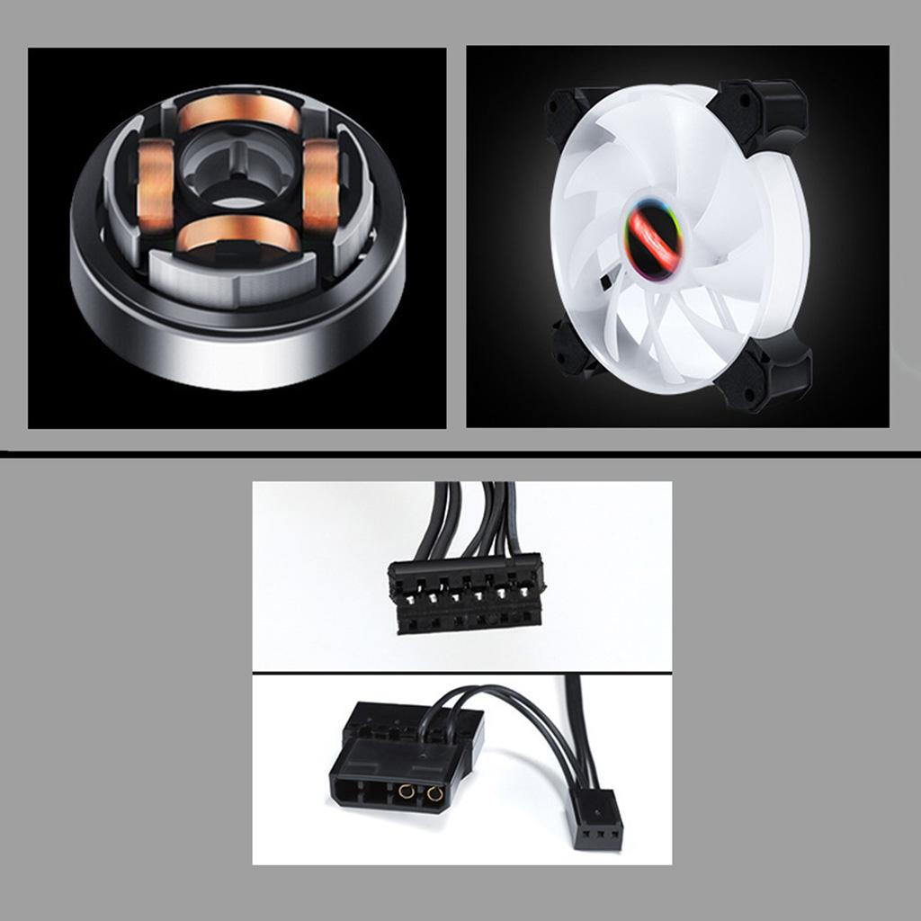 12cm LED RGB PC Case Cooling Fan Easy to Install High-speed White Light