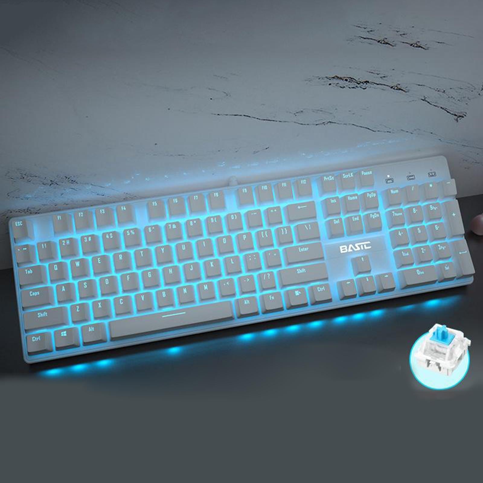 USB Wired Mechanical Keyboard Quick-Response for Windows PC Gamers Desktop Cyan Switch