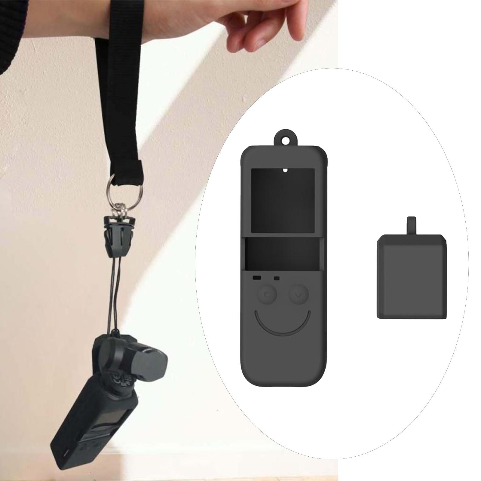 2 in1 Silicone Lanyard Camera Protective Case for DJI OSMO Pocket 2 (Black)