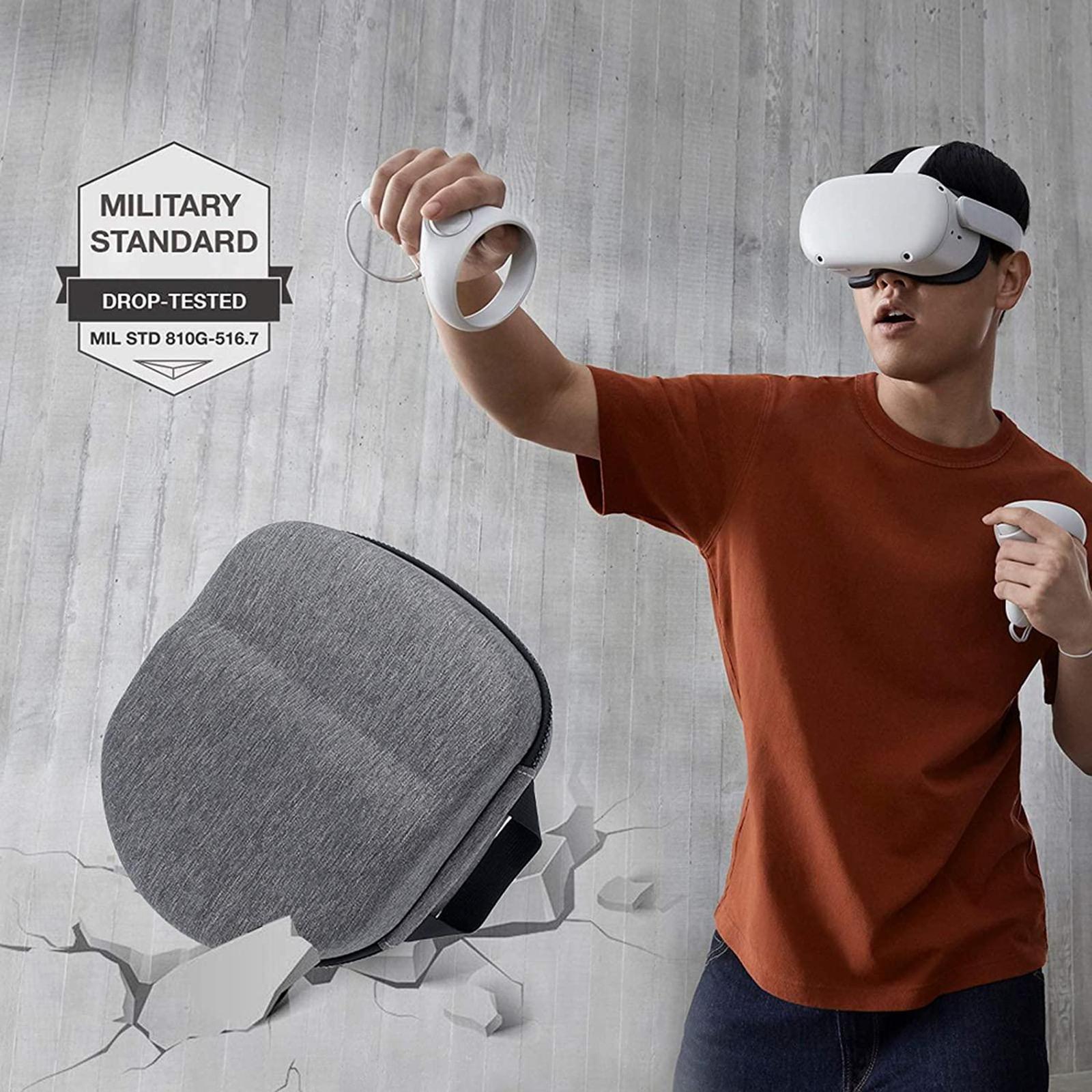 Carrying Case Shockproof Storage Bag Lightweight for Oculus Quest 2 Headset Grey