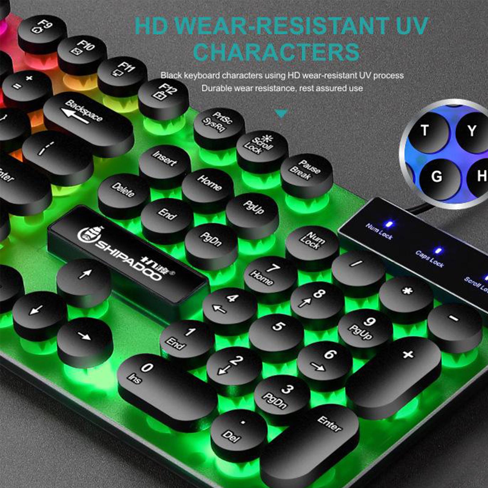 USB Wired RGB Rainbow LED Backlit Gamer Mouse and Keyboard Set Black