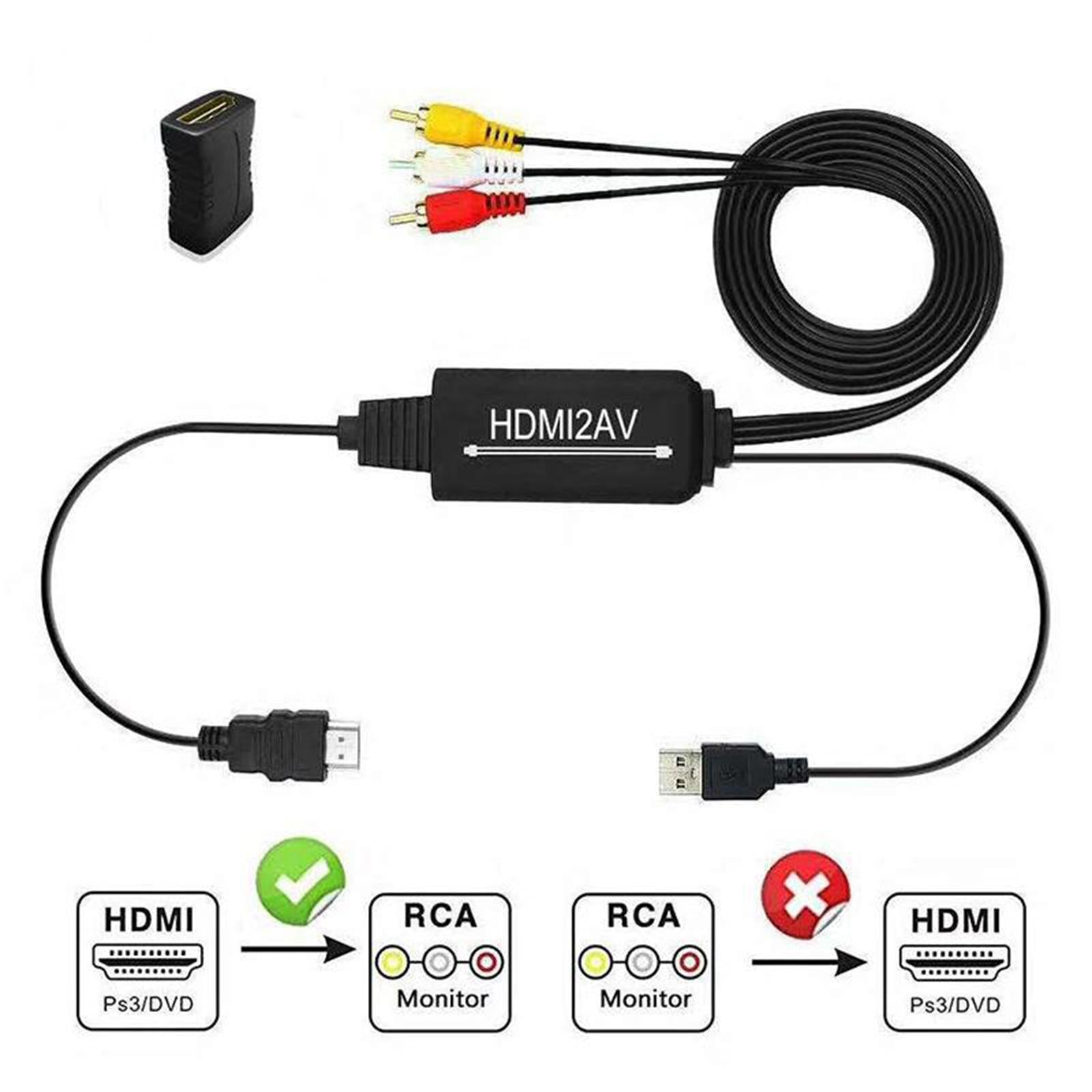 1080P HDMI to 3 RCA Video Audio Converter Cable Adapter for PS4 HDTV Style 2