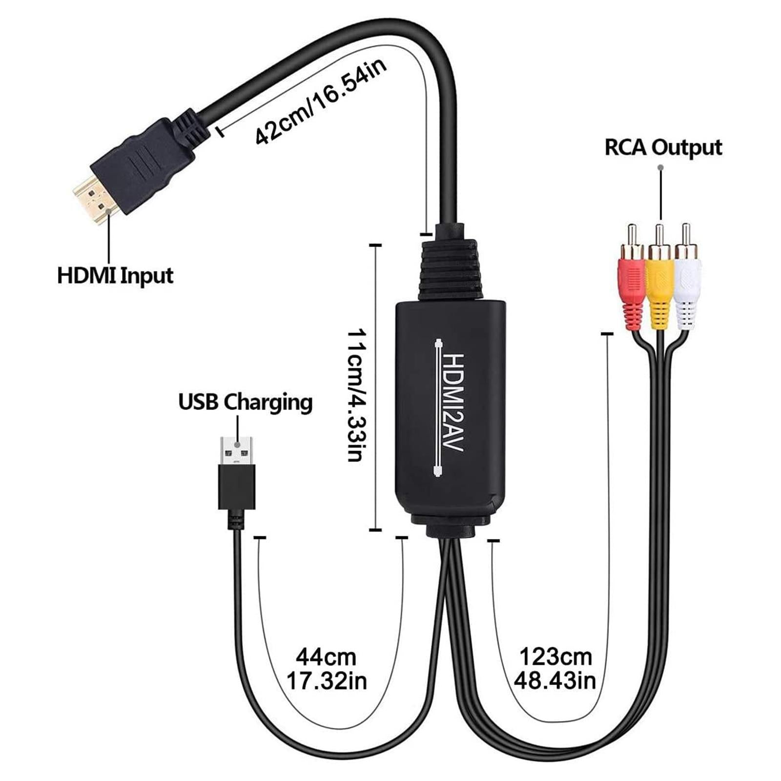 1080P HDMI to 3 RCA Video Audio Converter Cable Adapter for PS4 HDTV Style 2