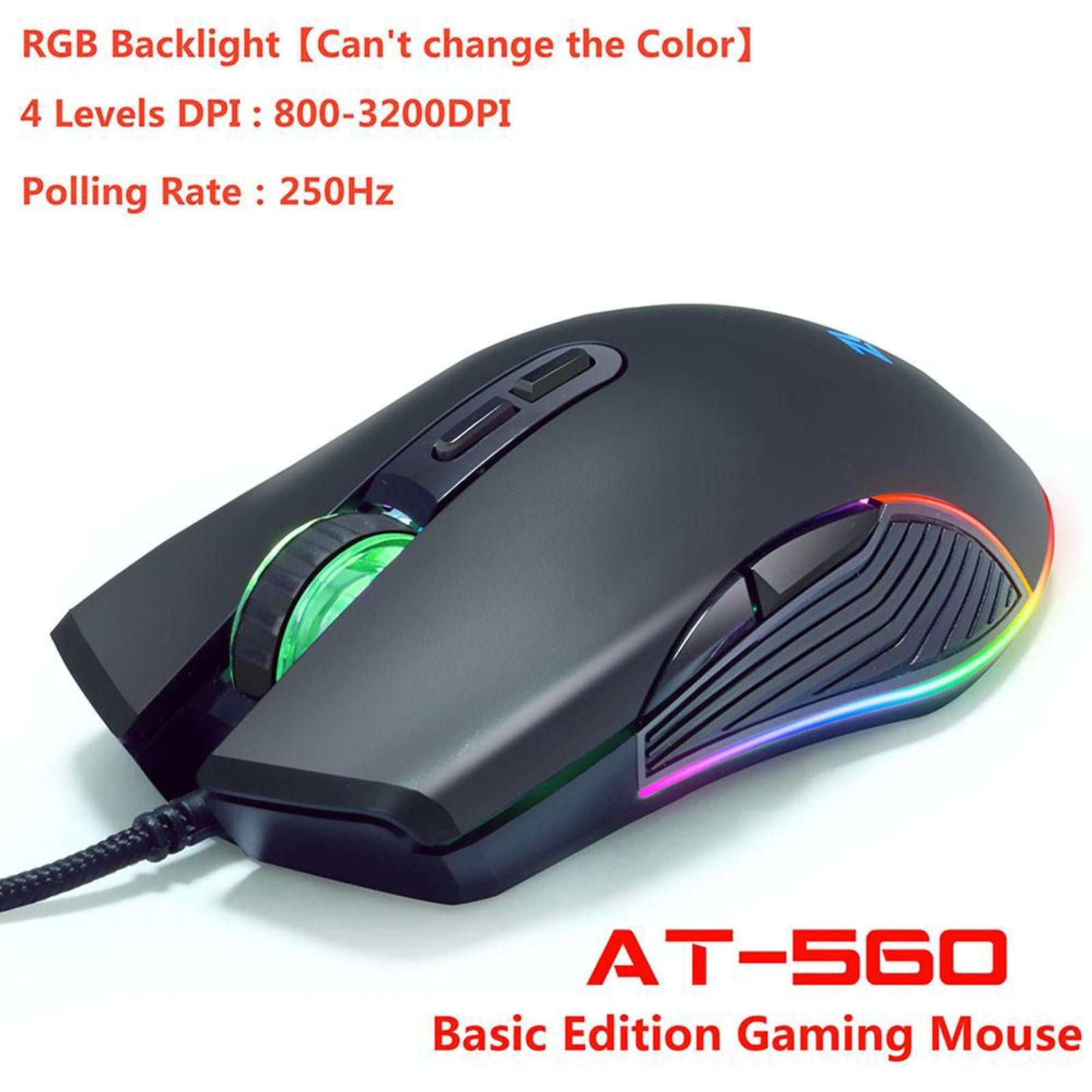 Computer Wired Gaming Mouse 3600 DPI Optical Mice RGB Backlit Pro Gamer