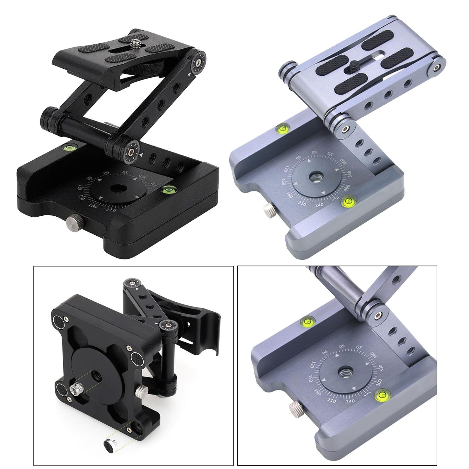 Tilt Head Aluminum Alloy Folding Camera Bracket Tripod Pan Head for DSLR black