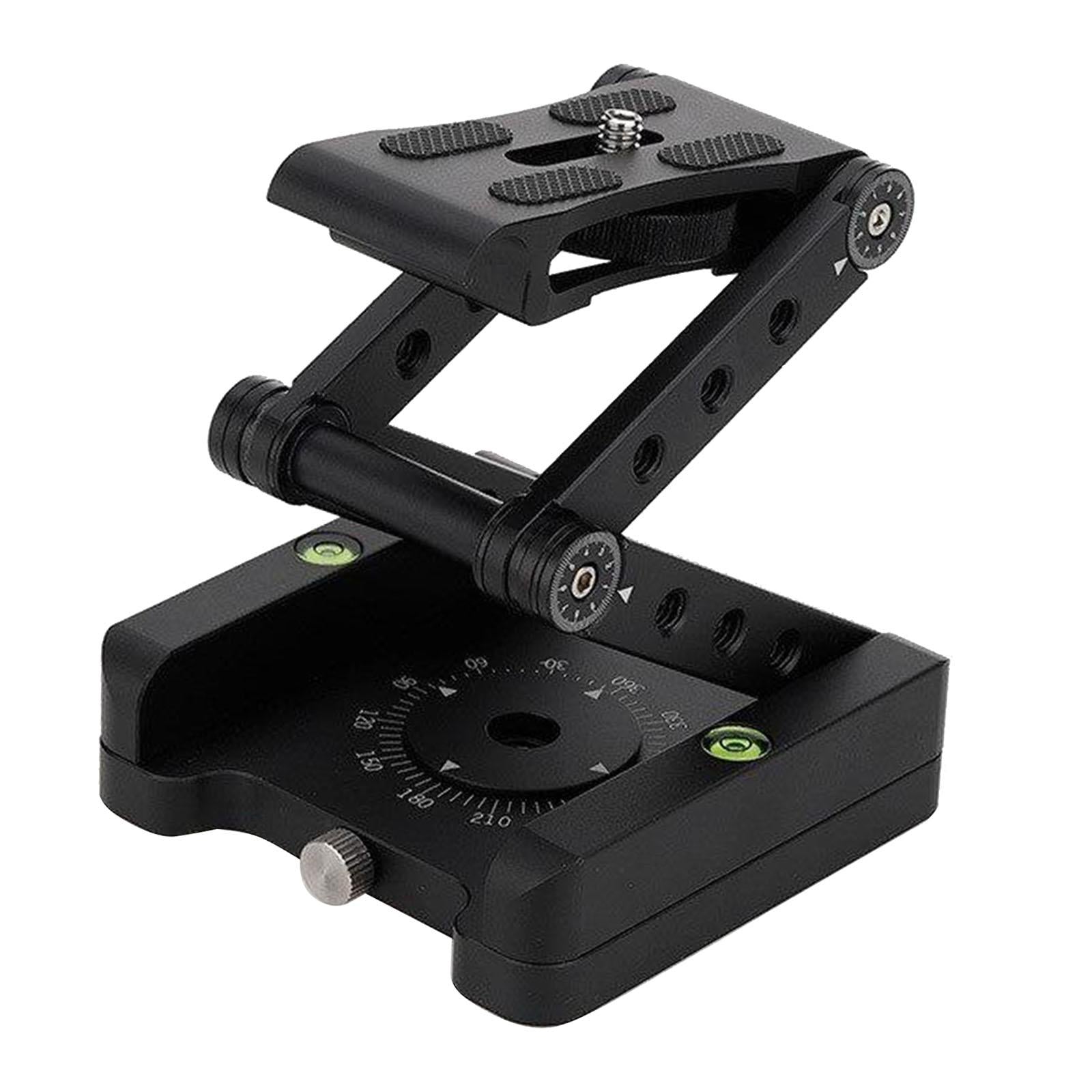 Tilt Head Aluminum Alloy Folding Camera Bracket Tripod Pan Head for DSLR black