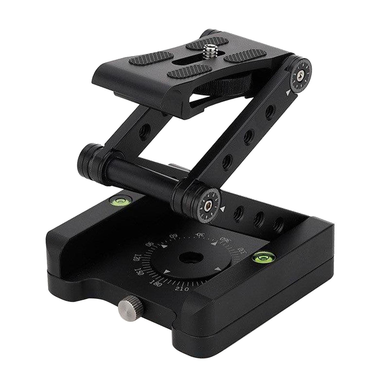 Tilt Head Aluminum Alloy Folding Camera Bracket Tripod Pan Head for DSLR black