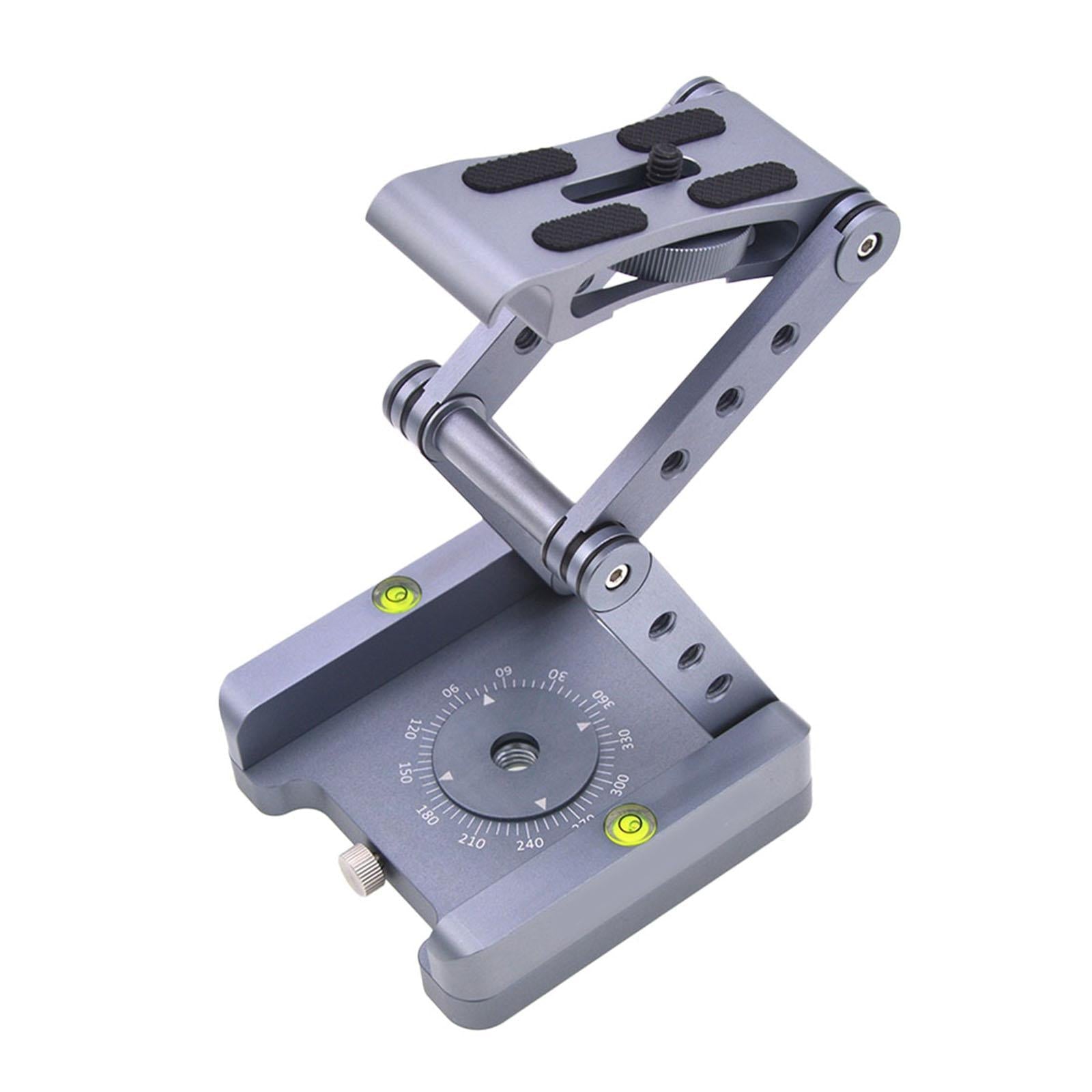 Tilt Head Aluminum Alloy Folding Camera Bracket Tripod Pan Head for DSLR gray