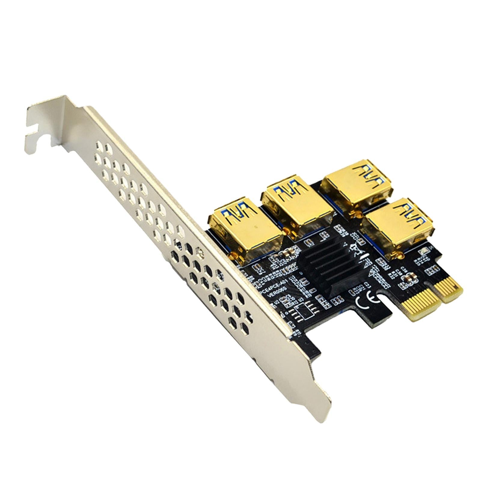 1x PCI-E 1X to 4 PCI-E 16X Slots Extender Riser Card External Adapter