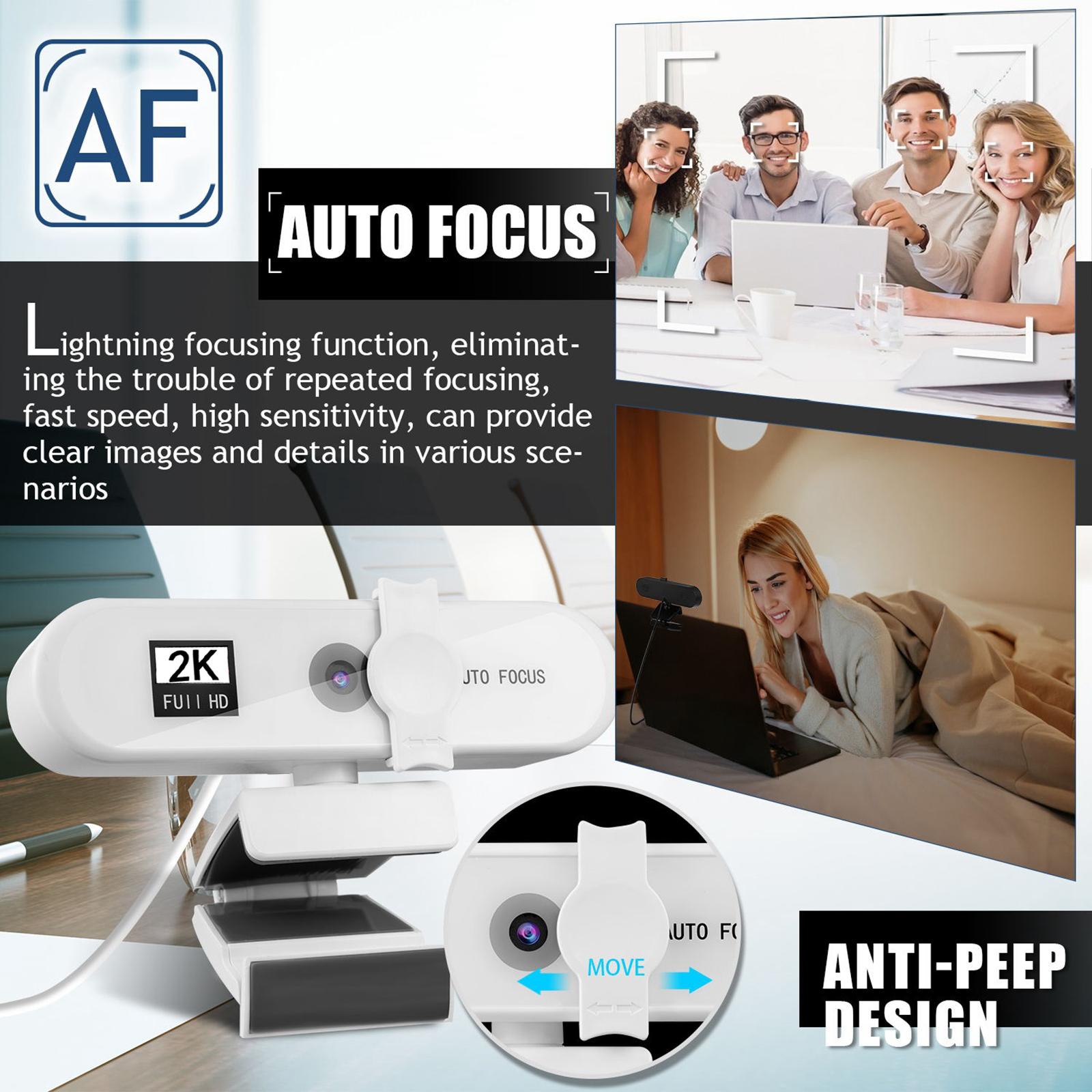 4K Full HD Streaming Webcam Autofocus for Live Broadcast 2k White