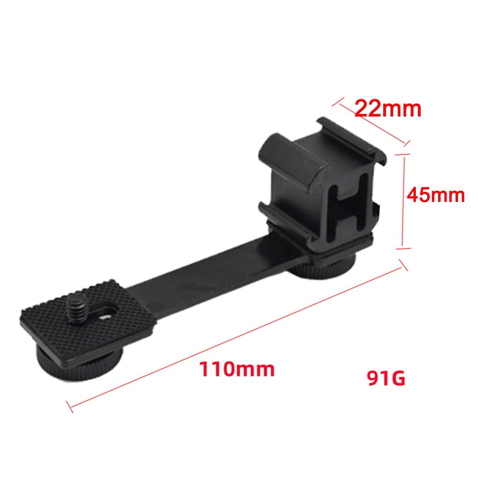 Triple Cold Shoe Mount Plate Microphone Stand Extension Bracket 110x30mm