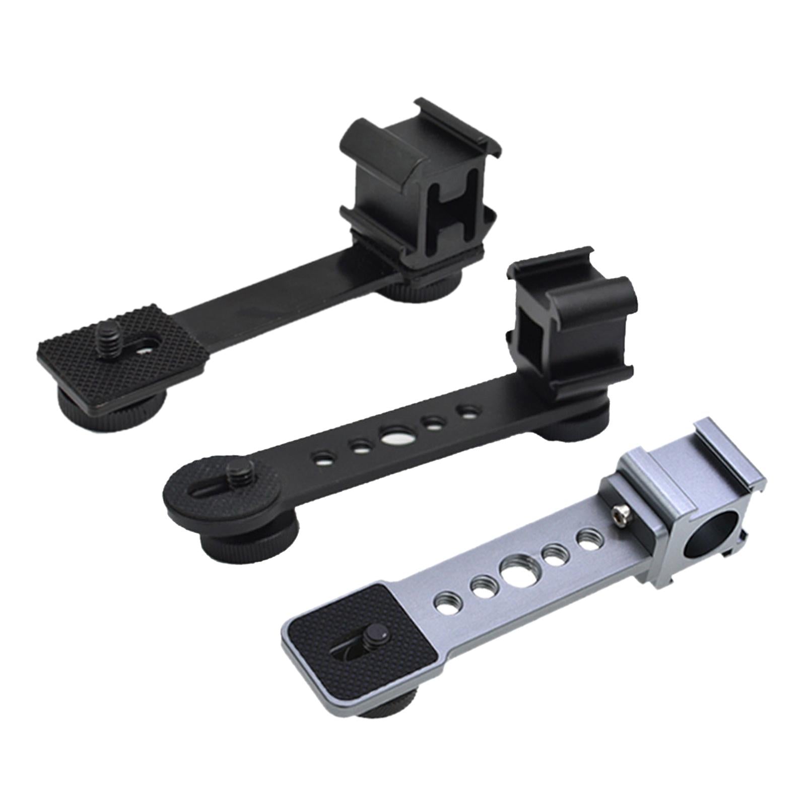 Triple Cold Shoe Mount Plate Microphone Stand Extension Bracket 110x30mm