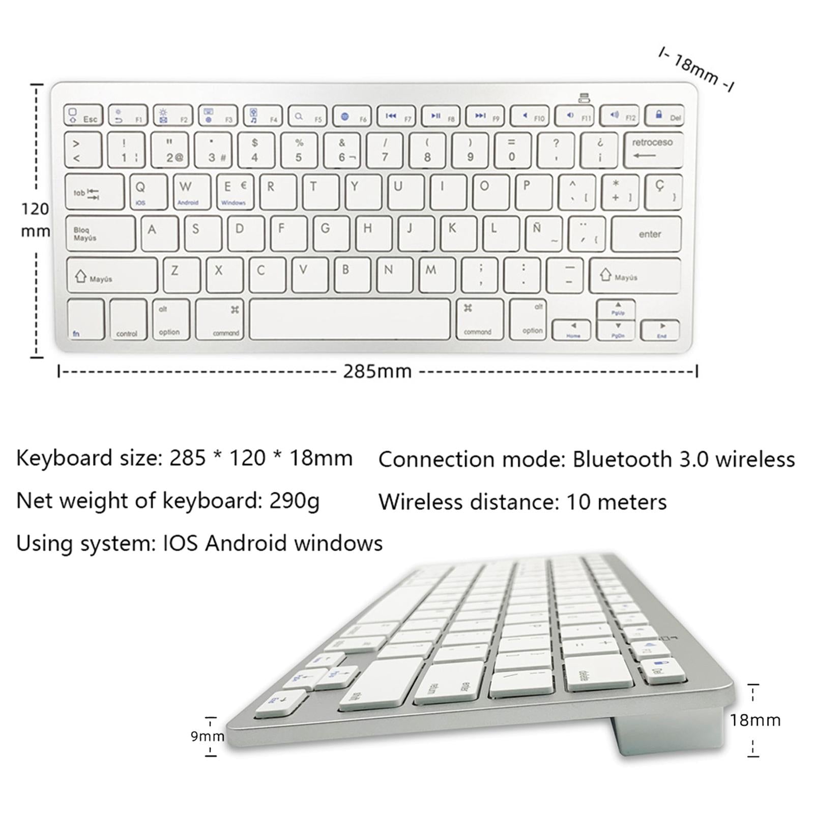 Wireless Keyboard 78-key Bluetooth Easy Use Wide Compatibility Spanish