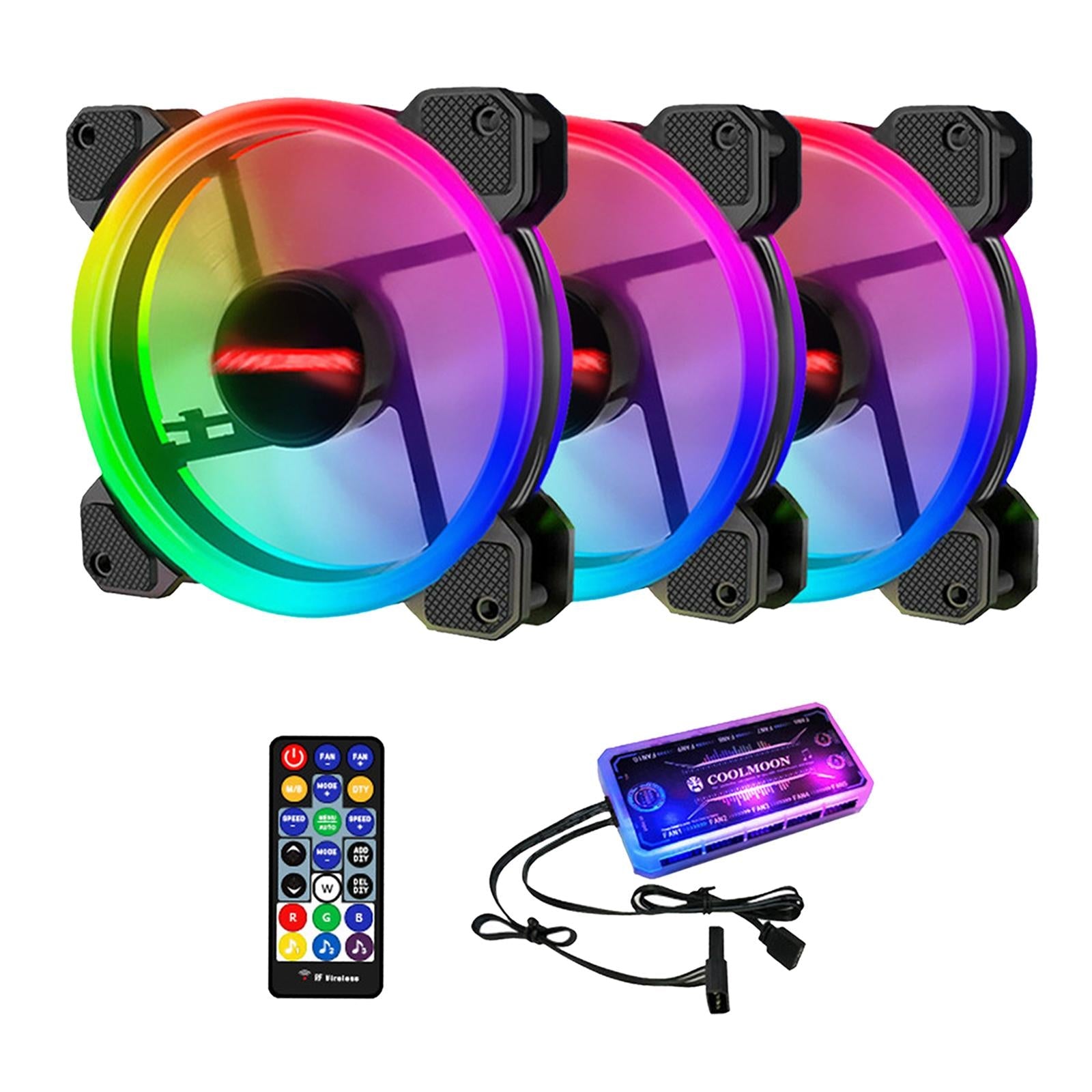 12cm RGB Computer Case Cooling Fan with Controller Remote 3 fan controller A