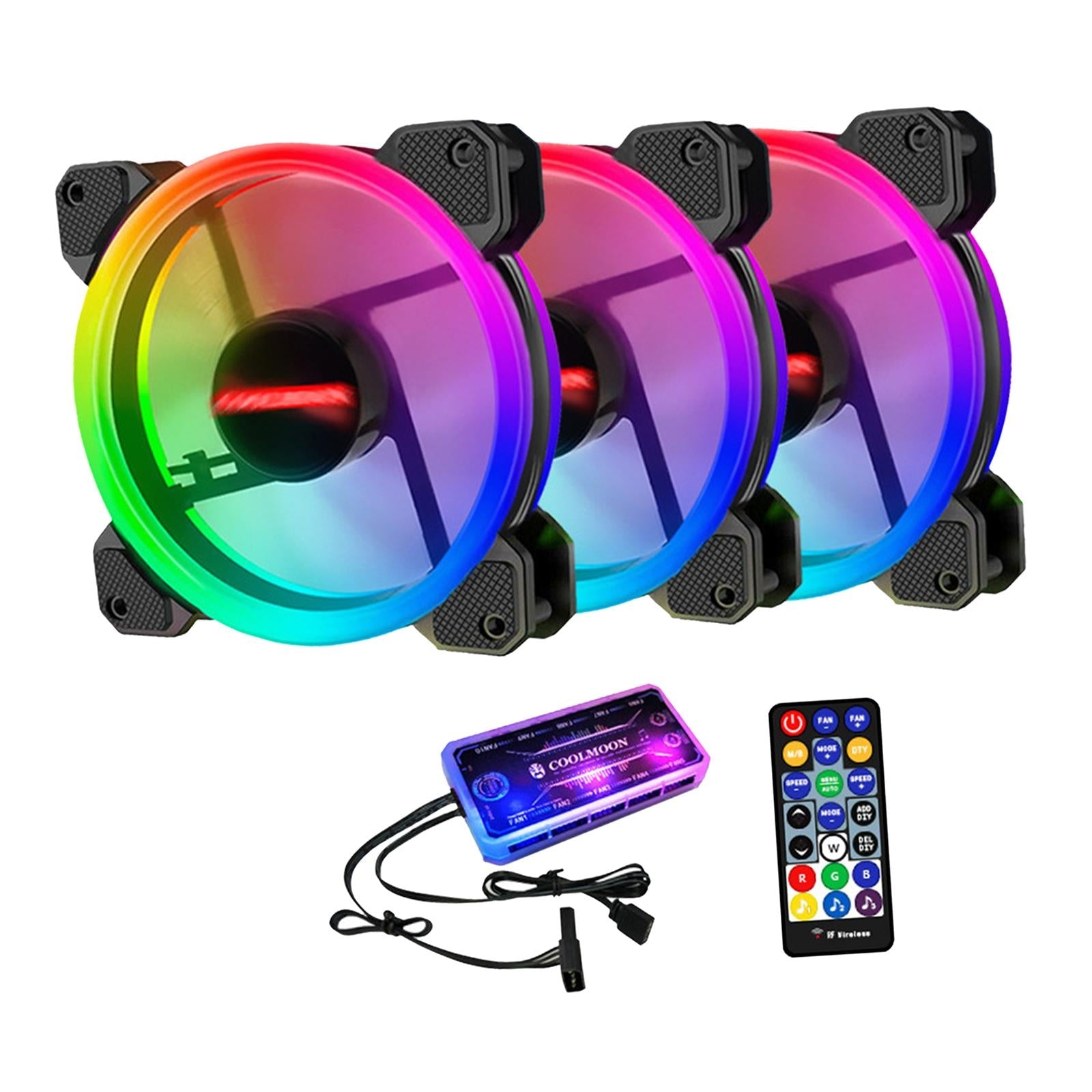 12cm RGB Computer Case Cooling Fan with Controller Remote 3 fan controller A