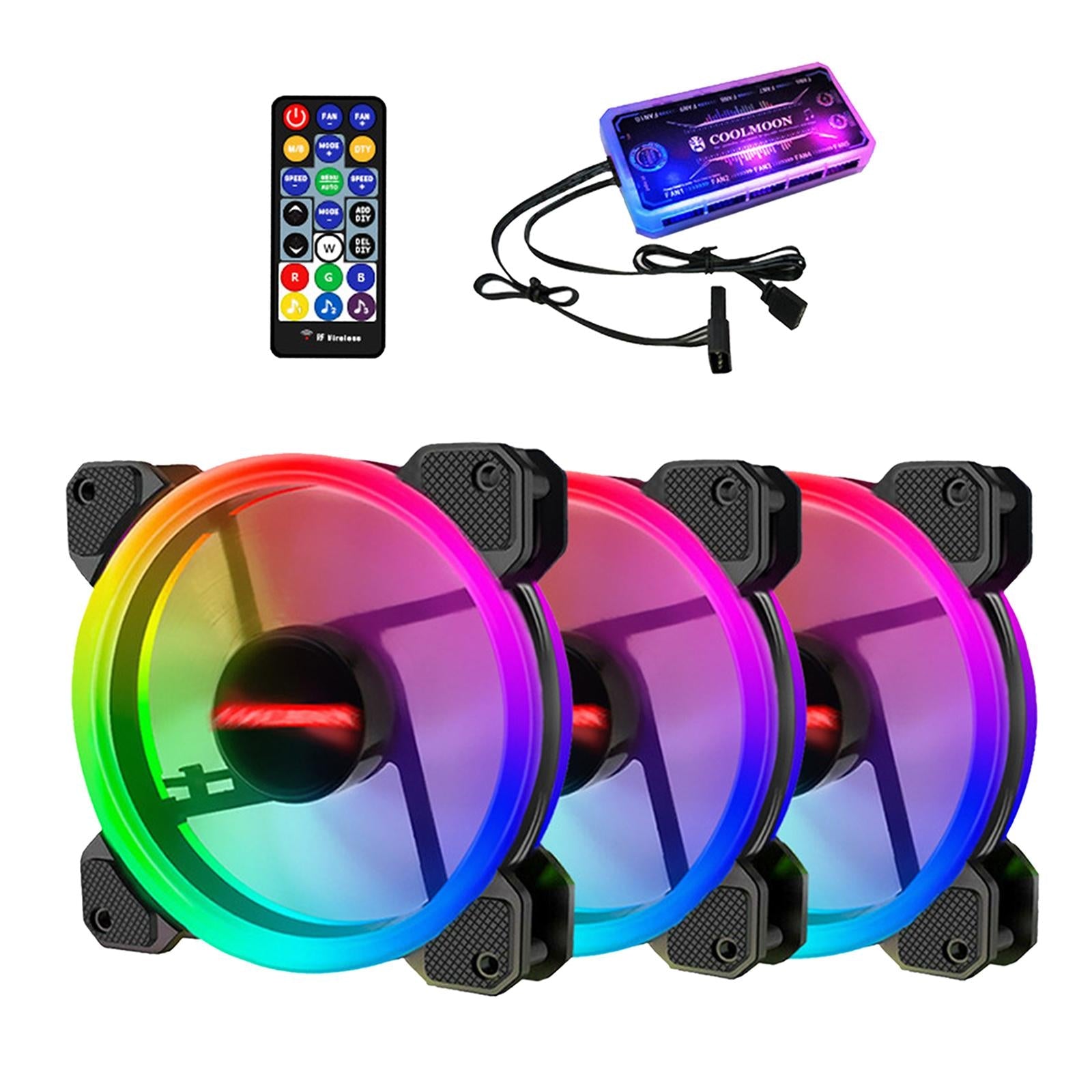 12cm RGB Computer Case Cooling Fan with Controller Remote 3 fan controller A