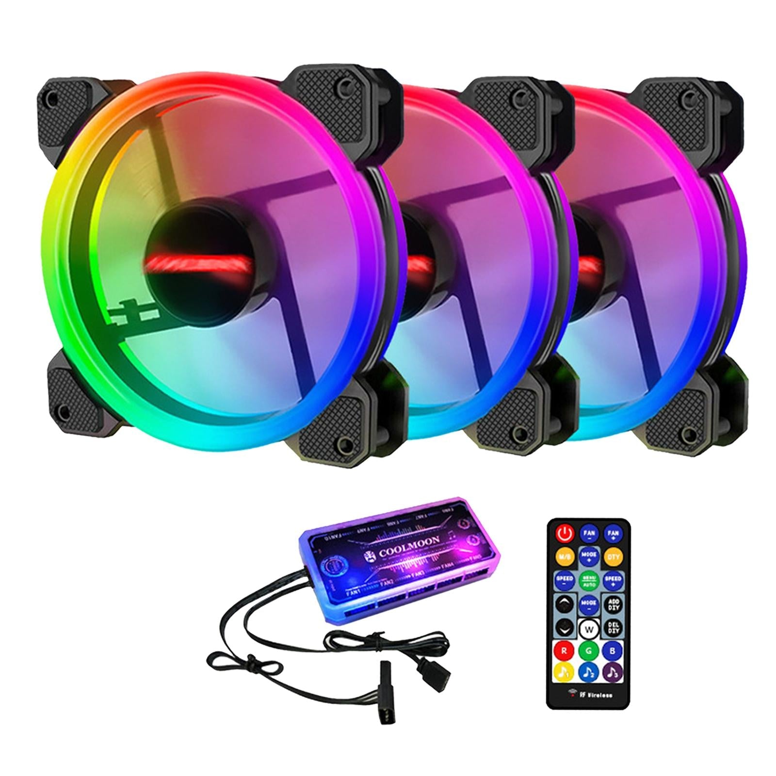 12cm RGB Computer Case Cooling Fan with Controller Remote 3 fan controller A