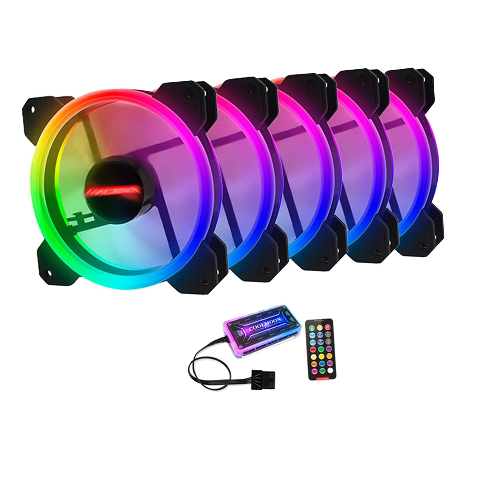 12cm RGB Computer Case Cooling Fan with Controller Remote 5 fan controller A