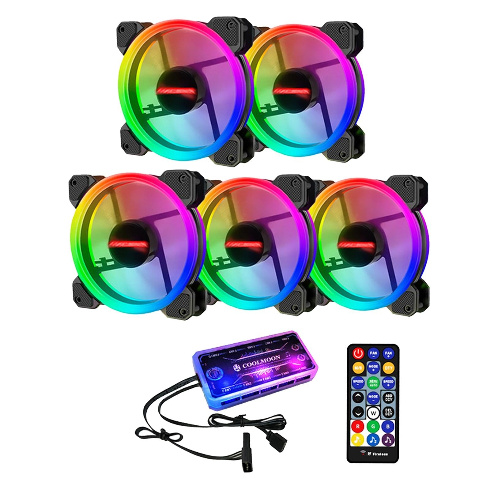 12cm RGB Computer Case Cooling Fan with Controller Remote 5 fan controller B