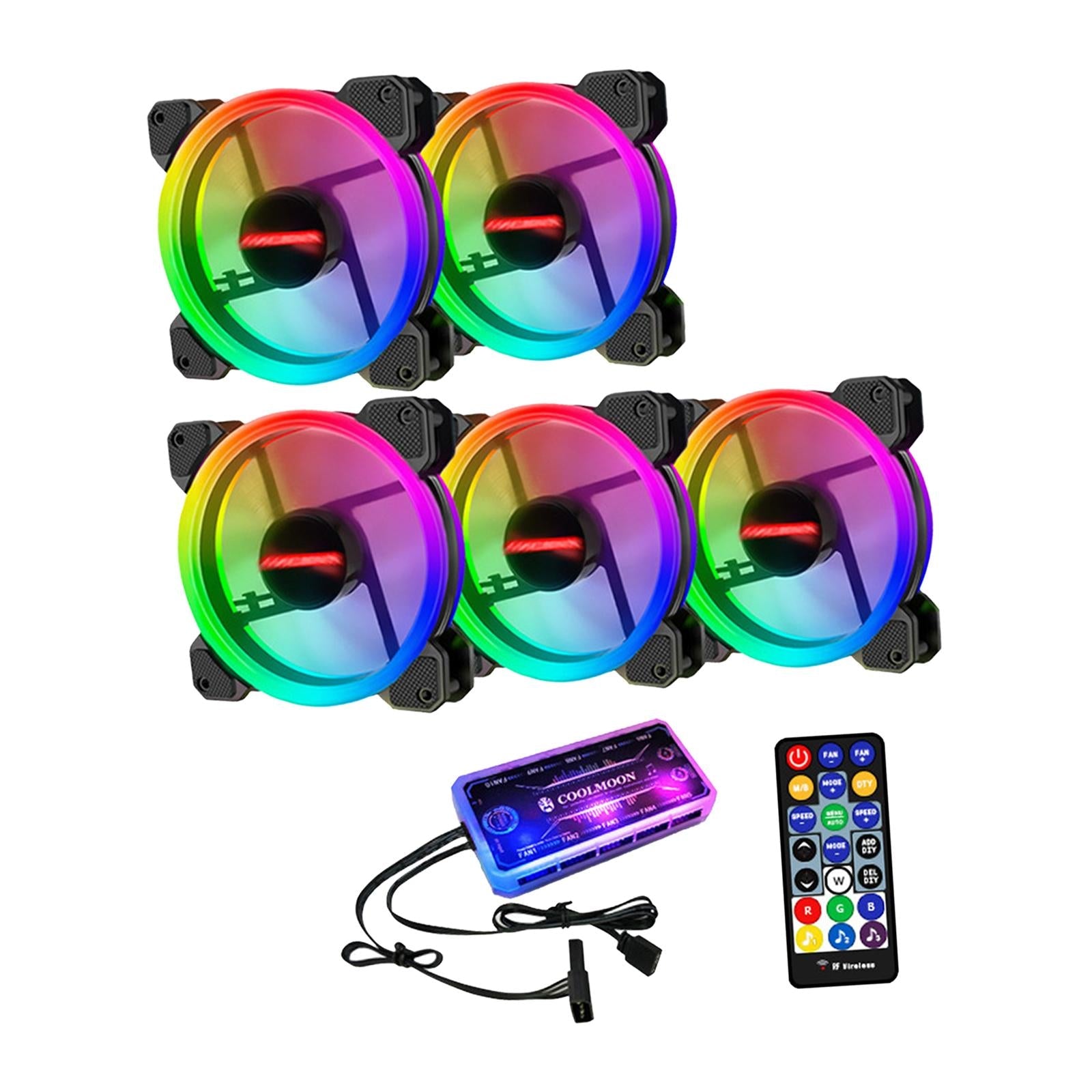 12cm RGB Computer Case Cooling Fan with Controller Remote 5 fan controller B