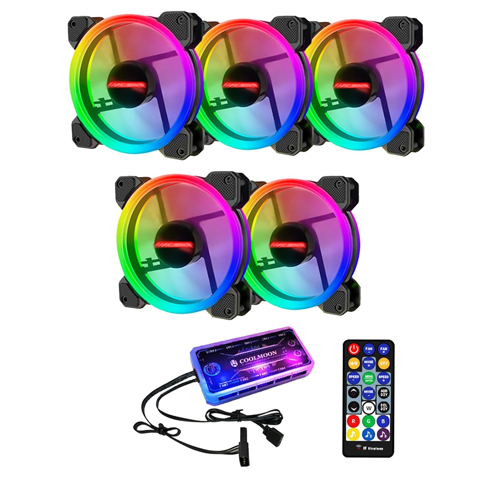 12cm RGB Computer Case Cooling Fan with Controller Remote 5 fan controller B