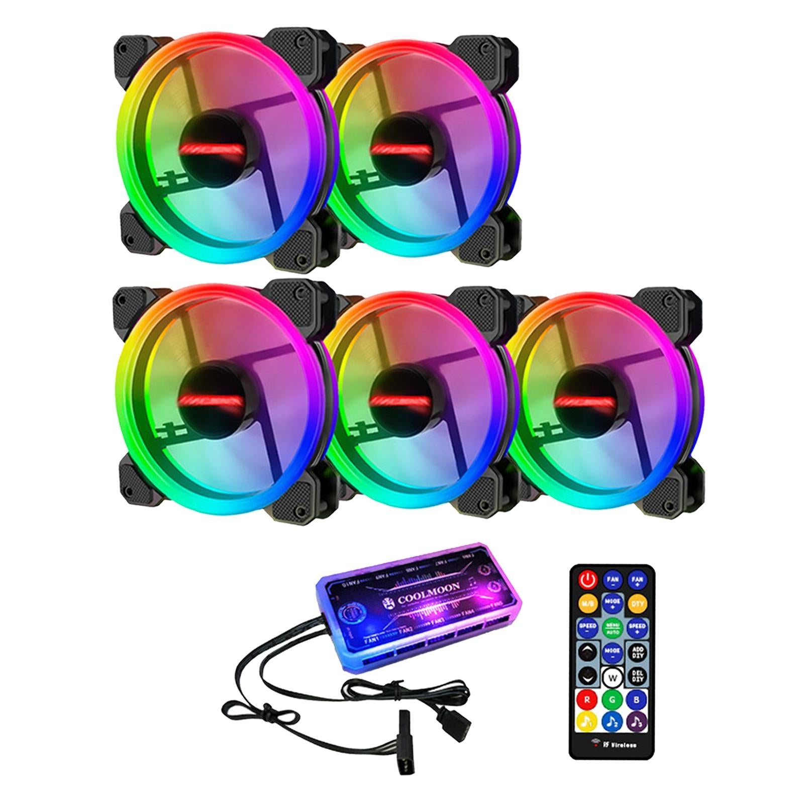 12cm RGB Computer Case Cooling Fan with Controller Remote 5 fan controller B