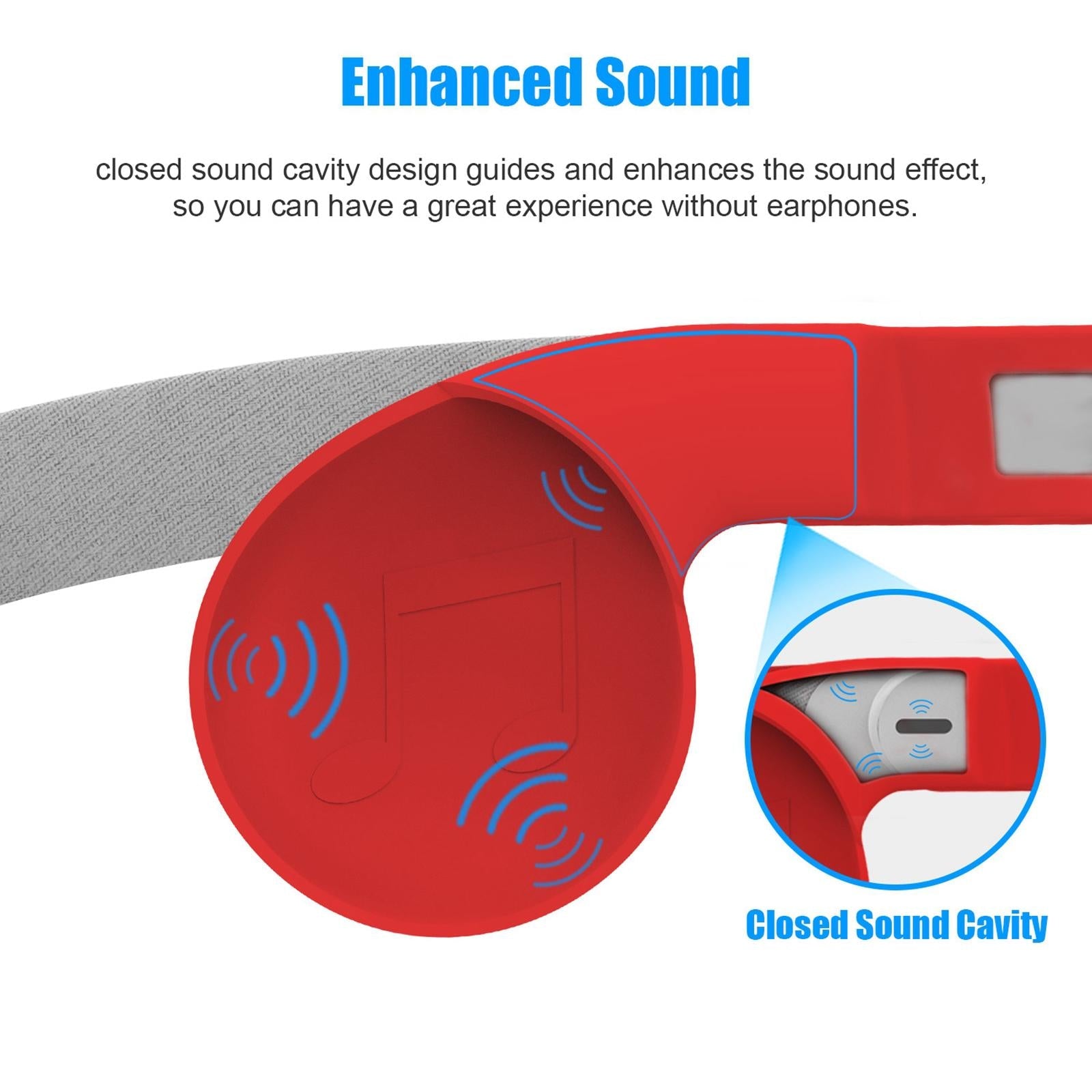 Silicone VR Ear Muffs For Quest 2 VR Headset Enhancing Sound Solution Red