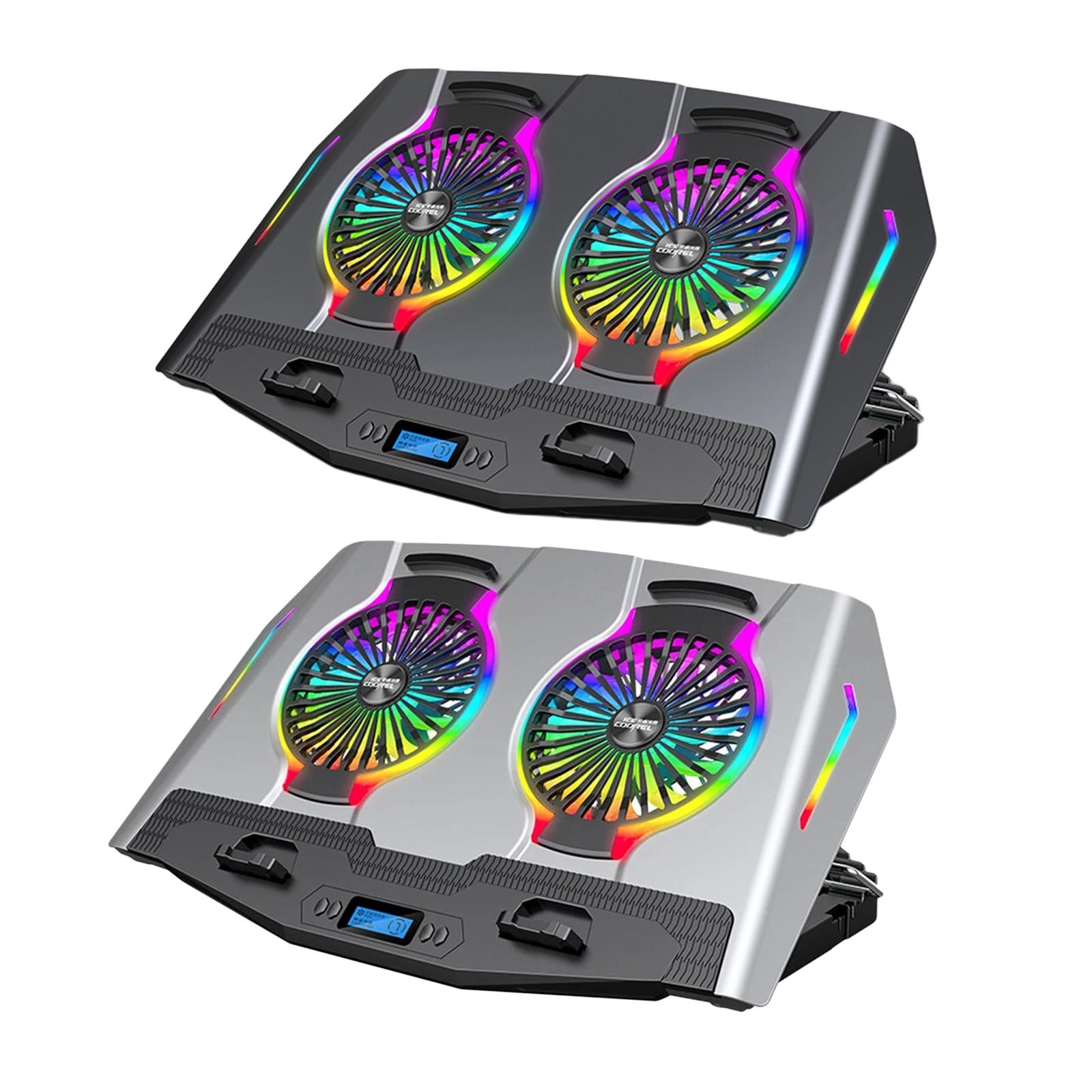 Laptop Cooler Cooling Pad Stand Adjustable Fan For Game PC Notebook Grey