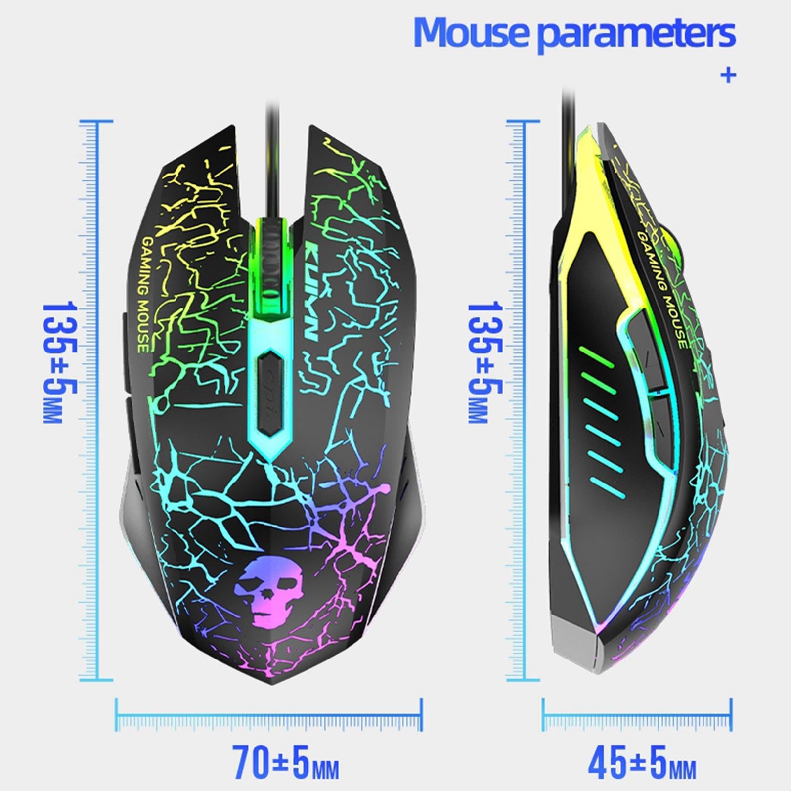 USB Wired RGB Backlit Keyboard Mouse Set Rainbow Backlit White Rainbow