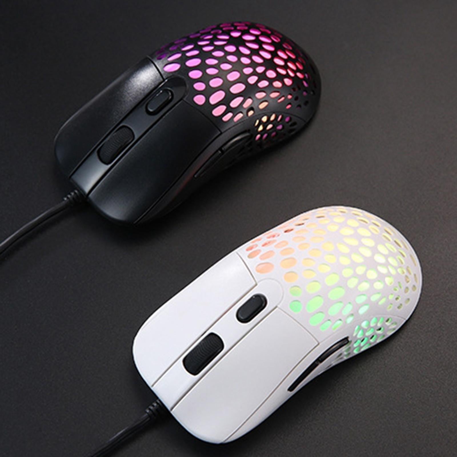 Ultralight RGB Gaming Mouse Wired Hollow-Out Design High Precision White