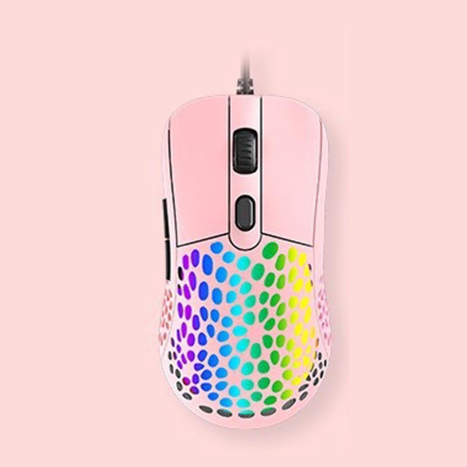 Ultralight RGB Gaming Mouse Wired Hollow-Out Design High Precision Pink