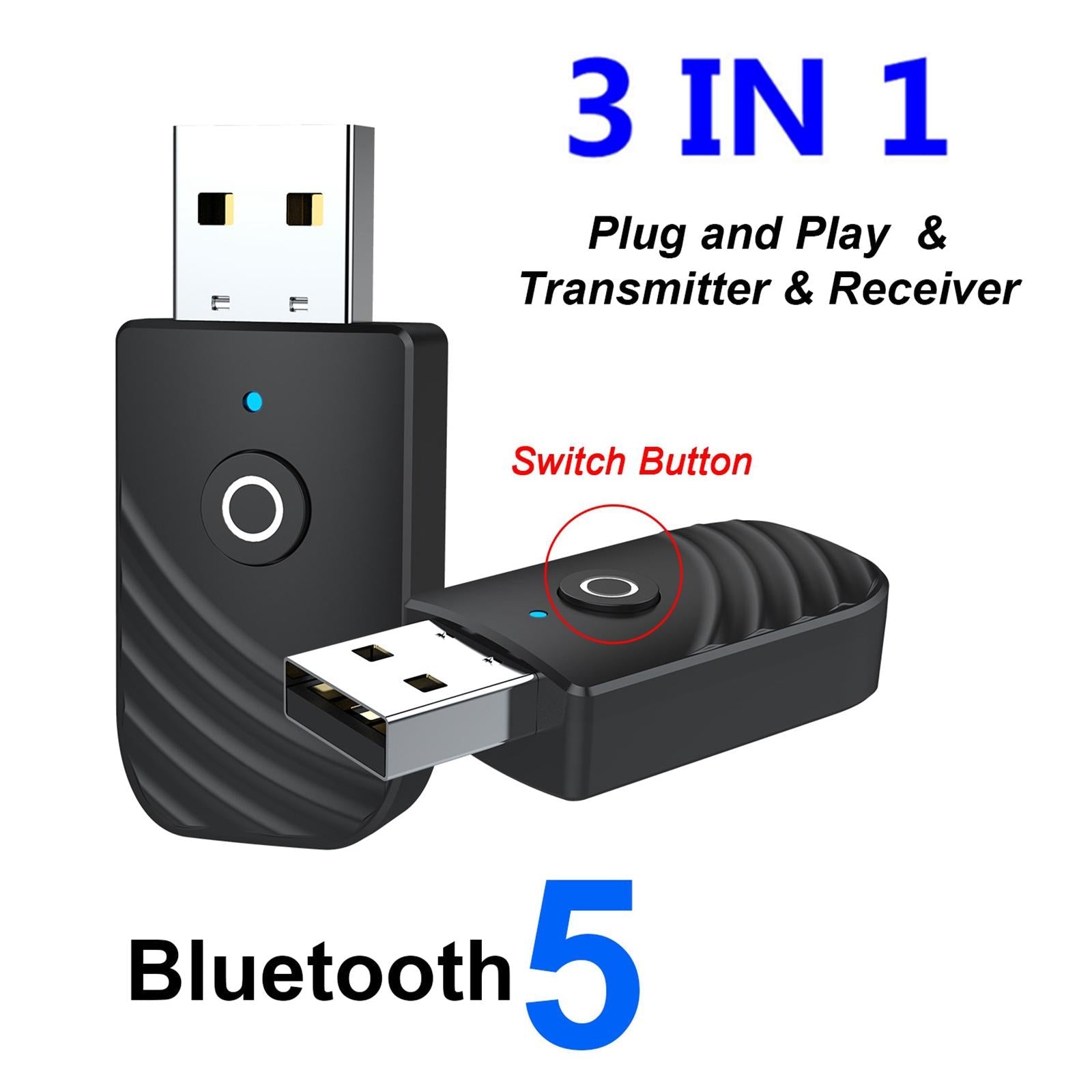 USB Bluetooth 5.0 Transmitter and Receiver Audio Low Latency For TV Car