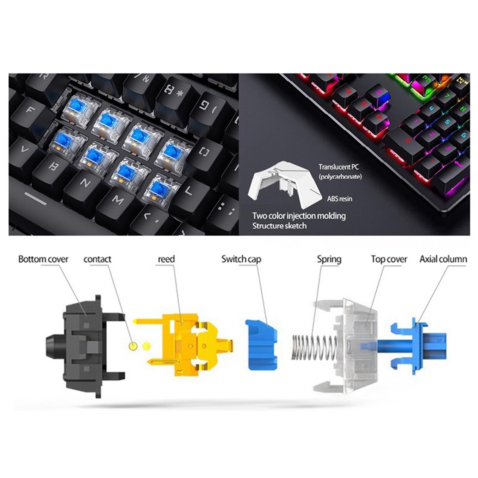 Wired Gaming Keyboard and Mouse Combo 104 Keys  Set A Blue switch