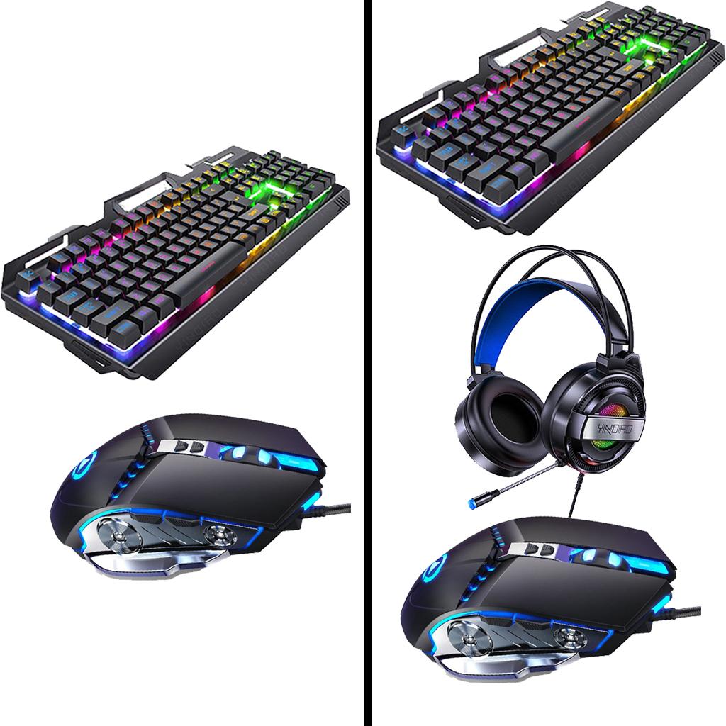 Wired Gaming Keyboard and Mouse Combo 3200 DPI for Windows PC Gamers Set A